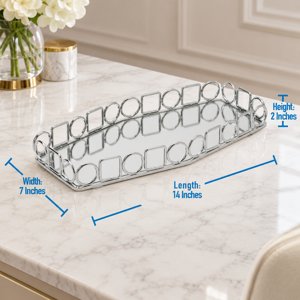 Chrome Mirror Vanity Tray