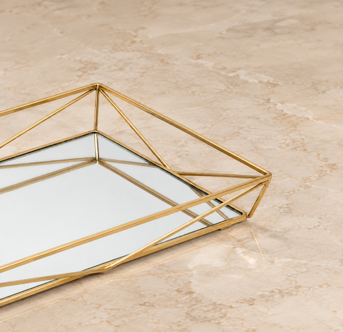 Gold Geometric Mirror Tray