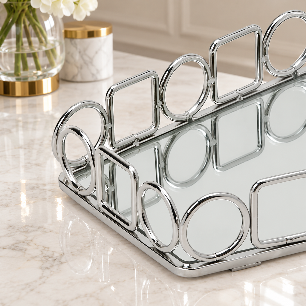 Chrome Mirror Vanity Tray